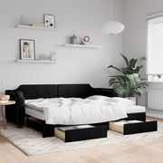 Slaapbank onderschuifbed lades 100x200 cm zwart