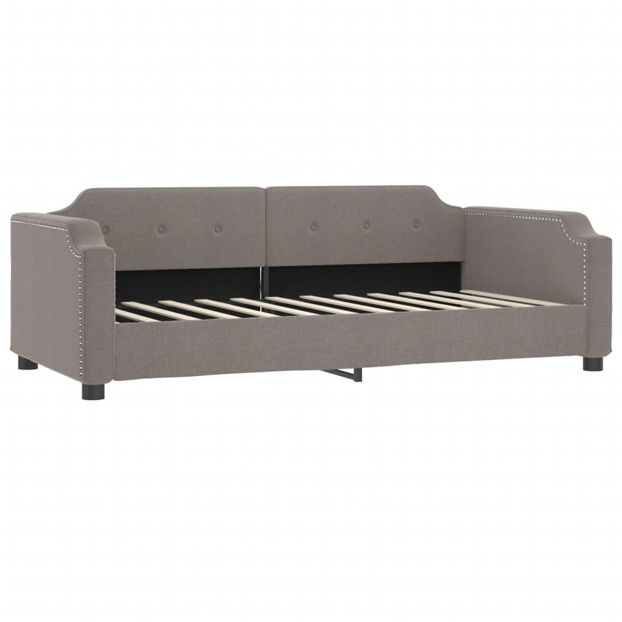 Slaapbank Met Onderschuifbed En Lades Stof 100 x 200 cm Taupe met onderschuifbed en lade en matras