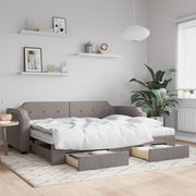 Slaapbank met onderschuifbed 100x200 cm taupe