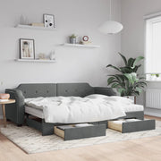 Slaapbank onderschuifbed lades 90x190 cm donkergrijs