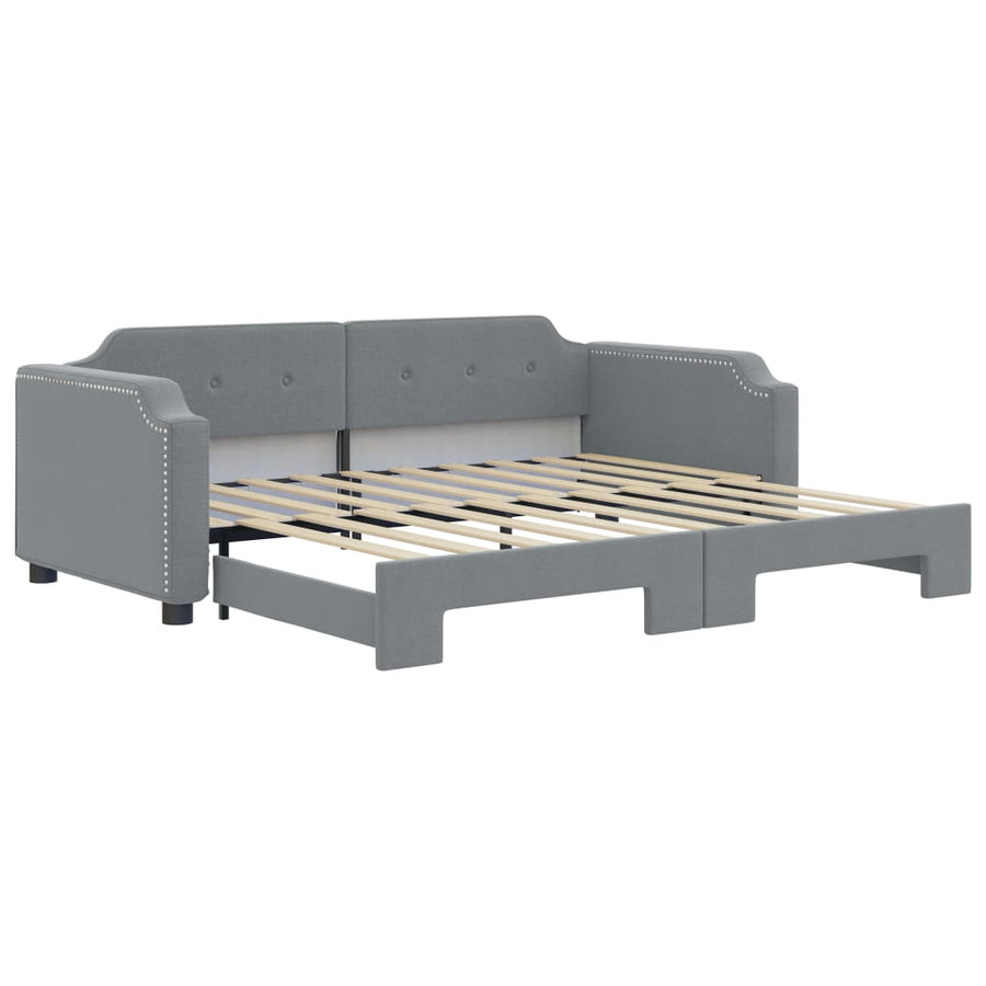 Slaapbank met onderschuifbed 100x190 cm stof lichtgrijs