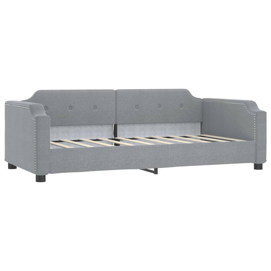 Slaapbank met onderschuifbed 100x190 cm stof lichtgrijs