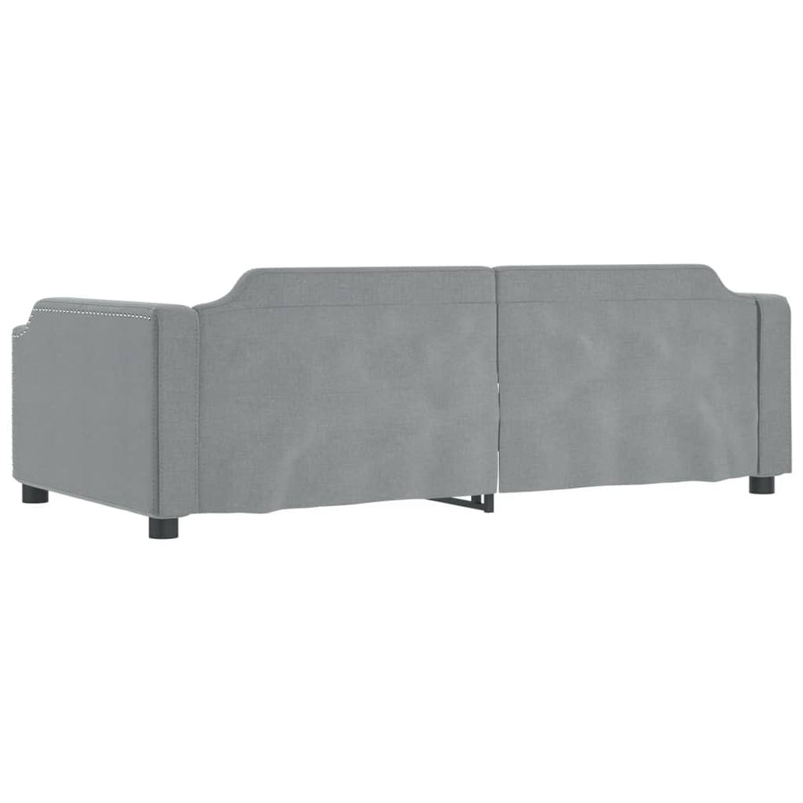 Slaapbank met onderschuifbed 100x190 cm stof lichtgrijs