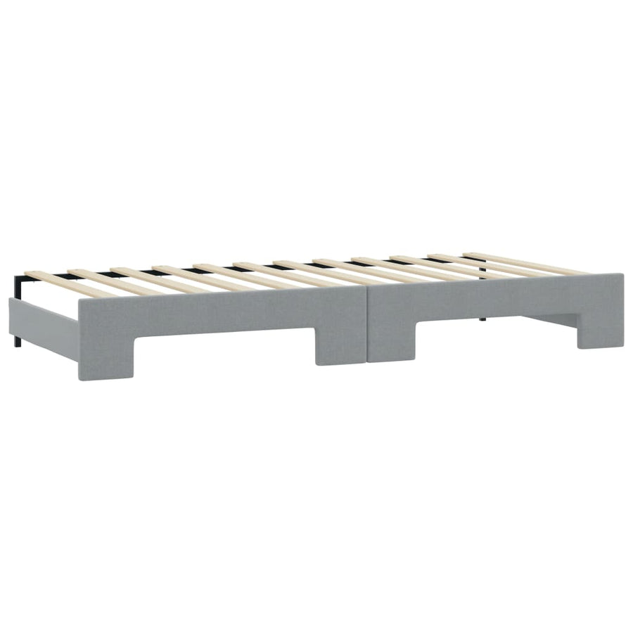 Slaapbank met onderschuifbed 100x190 cm stof lichtgrijs