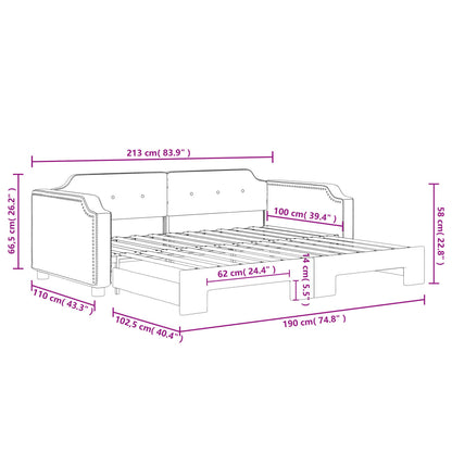 Slaapbank met onderschuifbed 100x190 cm stof lichtgrijs
