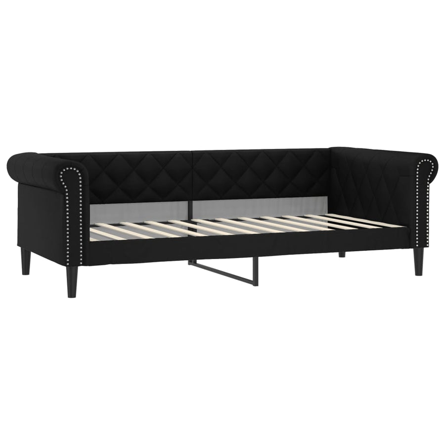 Slaapbank Kunstleer 90 x 200 cm Zwart met matras