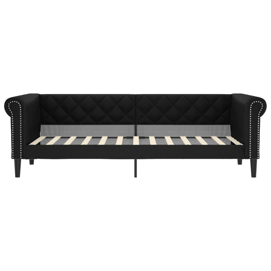Slaapbank Kunstleer 90 x 200 cm Zwart met matras