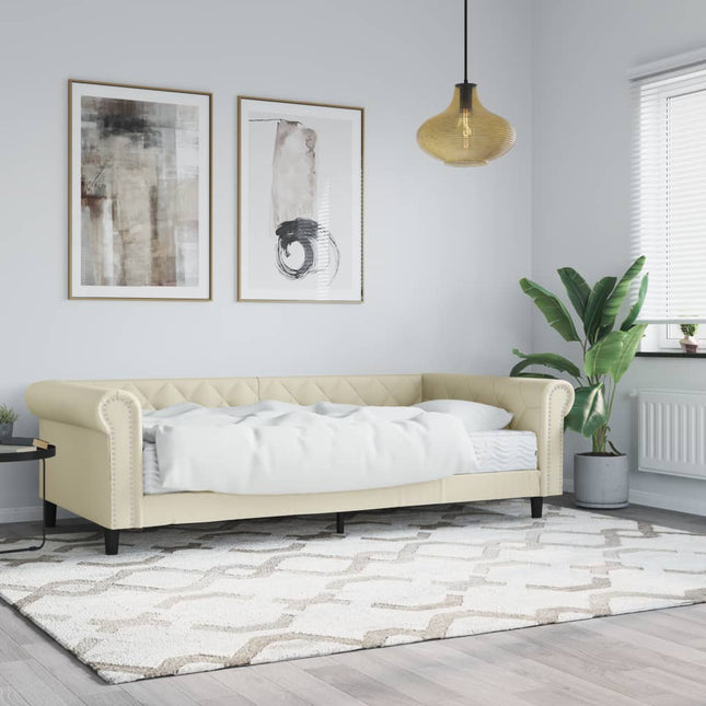 Slaapbank Kunstleer Kleurig 90 x 200 cm Crème met matras