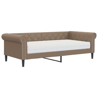 Slaapbank Kunstleer Kleurig 90 x 200 cm Cappuccino met matras