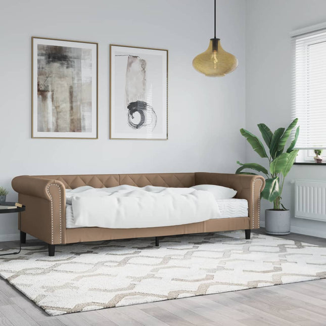 Slaapbank Kunstleer Kleurig 90 x 200 cm Cappuccino met matras