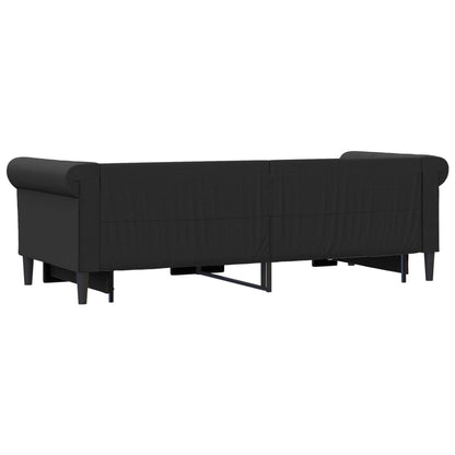 Slaapbank Kunstleer 90 x 200 cm Zwart met onderschuifbed