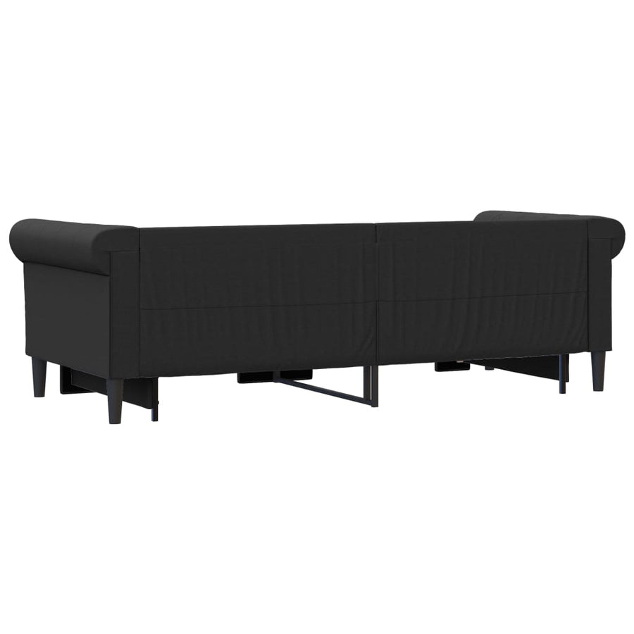 Slaapbank Kunstleer 90 x 200 cm Zwart met onderschuifbed