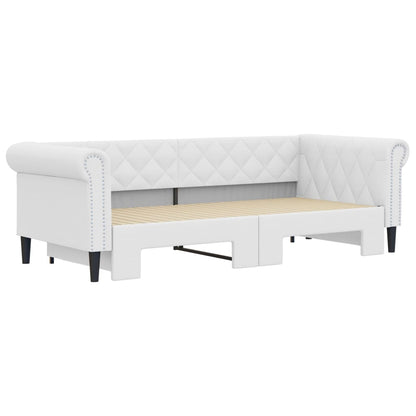 Slaapbank Met Onderschuifbed 90X200 Cm Kunstleer Wit 90 x 200 cm