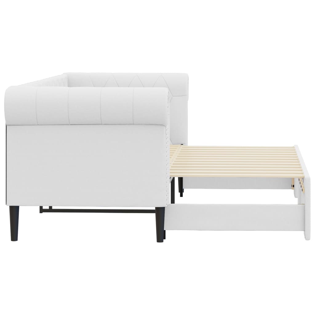 Slaapbank Met Onderschuifbed 90X200 Cm Kunstleer Wit 90 x 200 cm