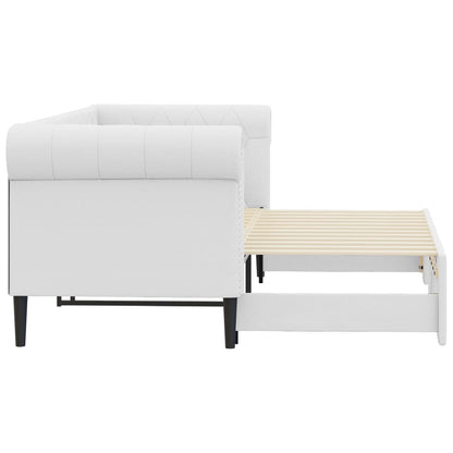 Slaapbank Met Onderschuifbed 90X200 Cm Kunstleer Wit 90 x 200 cm