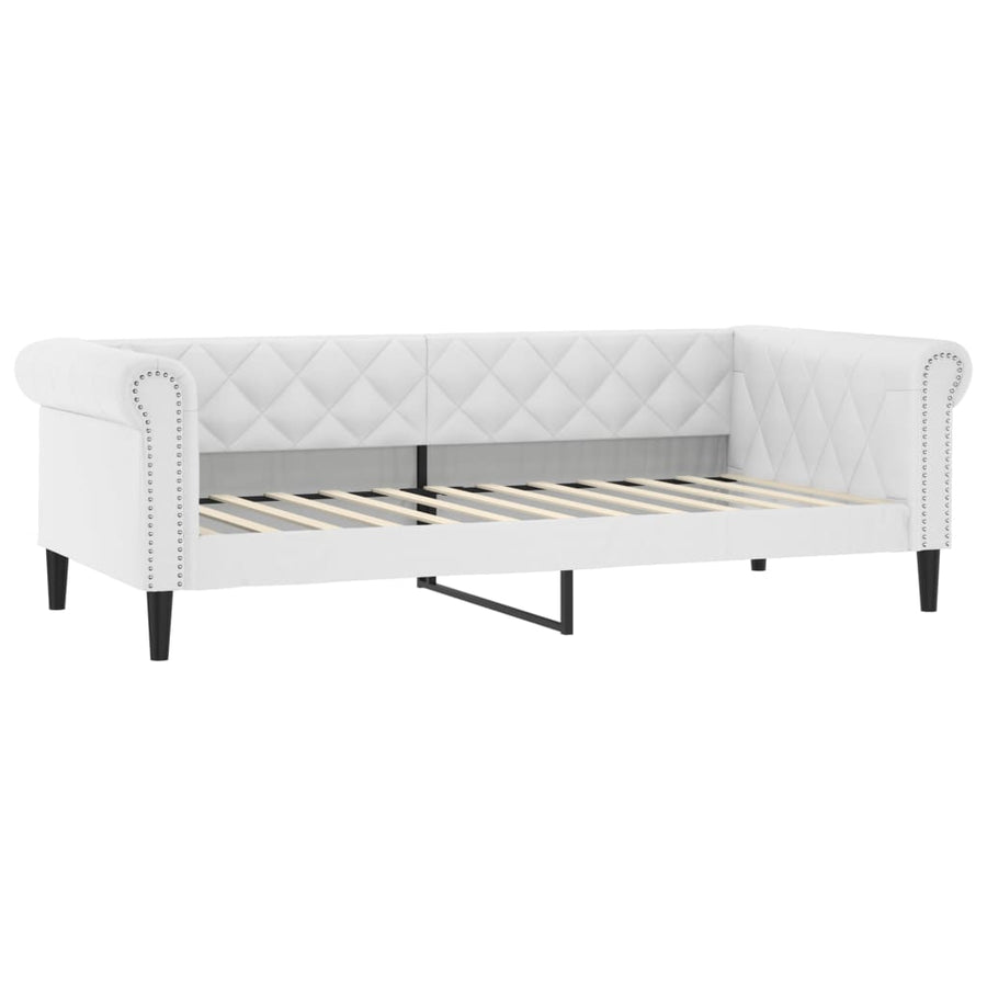 Slaapbank Met Onderschuifbed 90X200 Cm Kunstleer Wit 90 x 200 cm