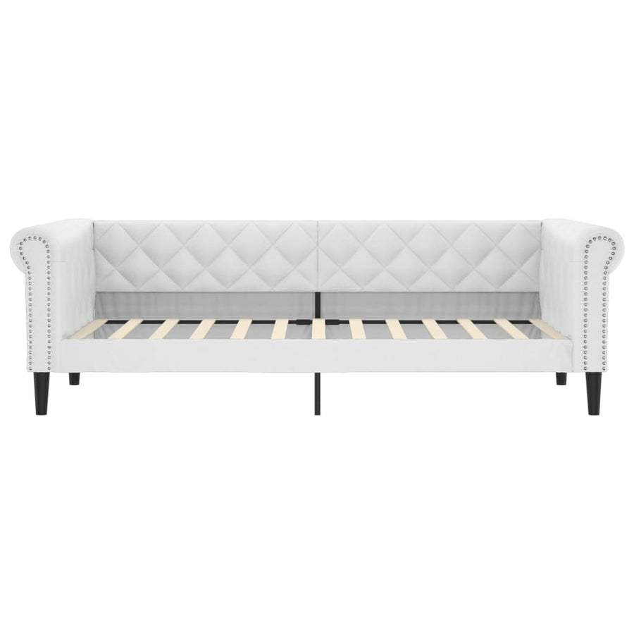 Slaapbank Met Onderschuifbed 90X200 Cm Kunstleer Wit 90 x 200 cm