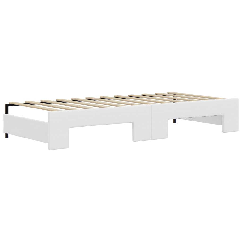 Slaapbank Met Onderschuifbed 90X200 Cm Kunstleer Wit 90 x 200 cm