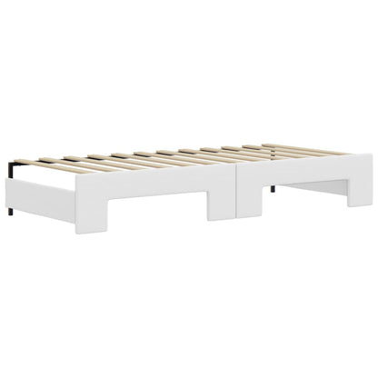 Slaapbank Met Onderschuifbed 90X200 Cm Kunstleer Wit 90 x 200 cm