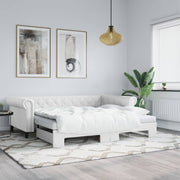 Slaapbank met onderschuifbed 90x200 cm wit kunstleer