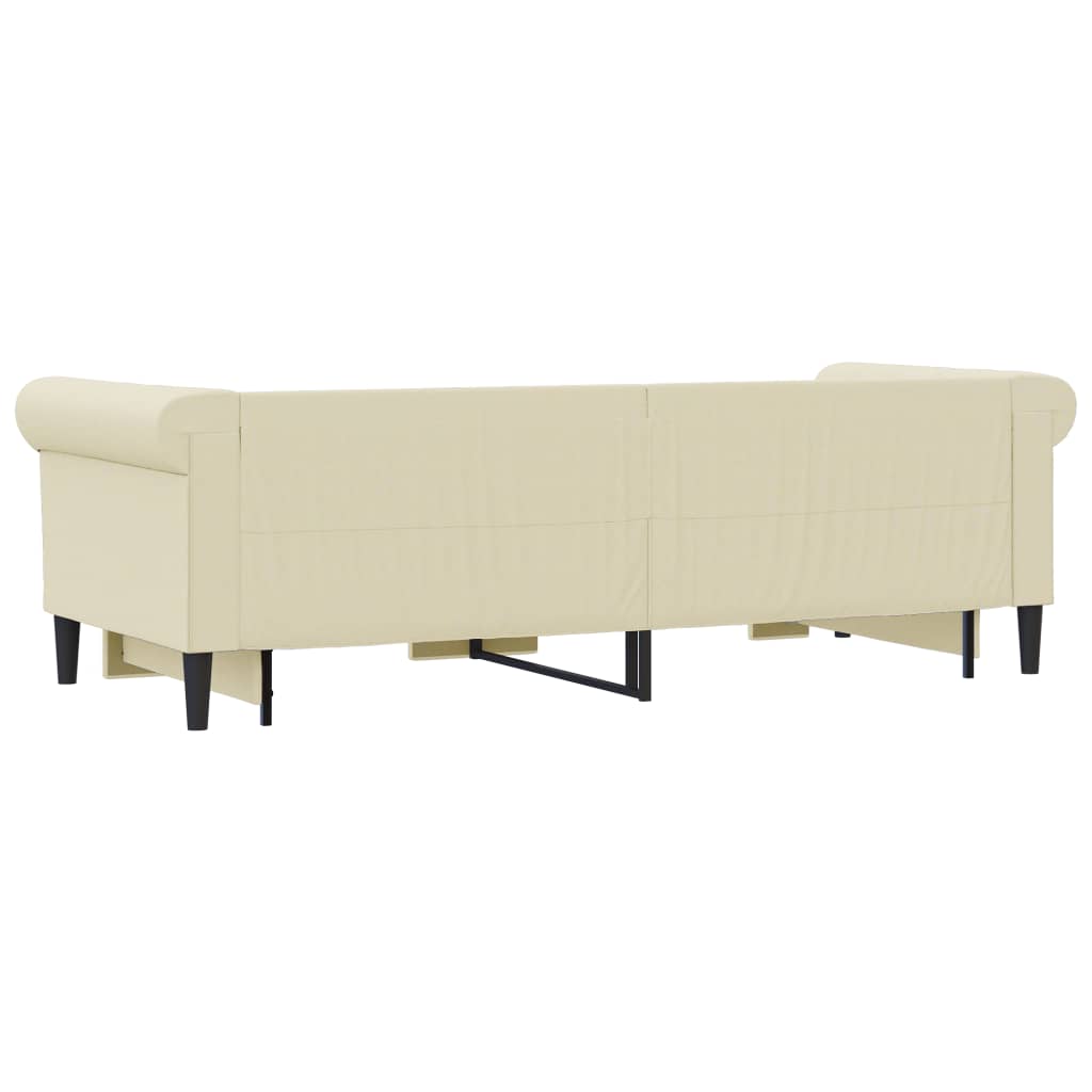 Slaapbank met onderschuifbed 90x200 cm kunstleer crèmekleurig