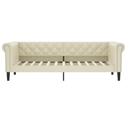 Slaapbank met onderschuifbed 90x200 cm kunstleer crèmekleurig