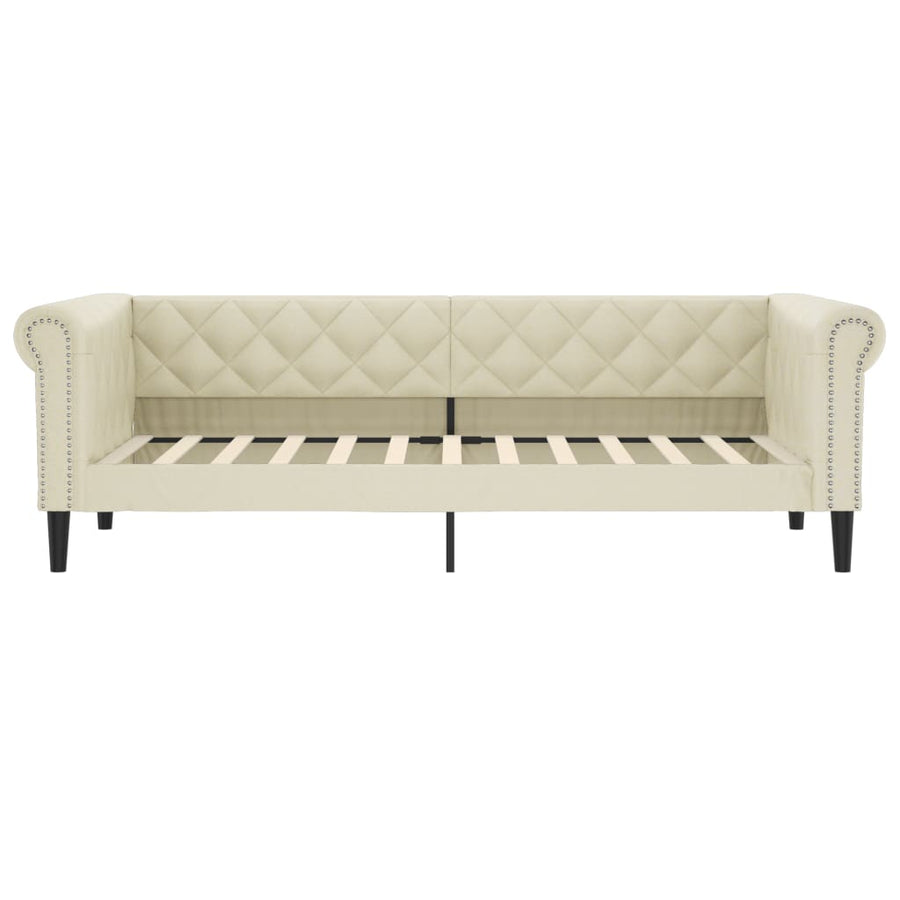 Slaapbank met onderschuifbed 90x200 cm kunstleer crèmekleurig
