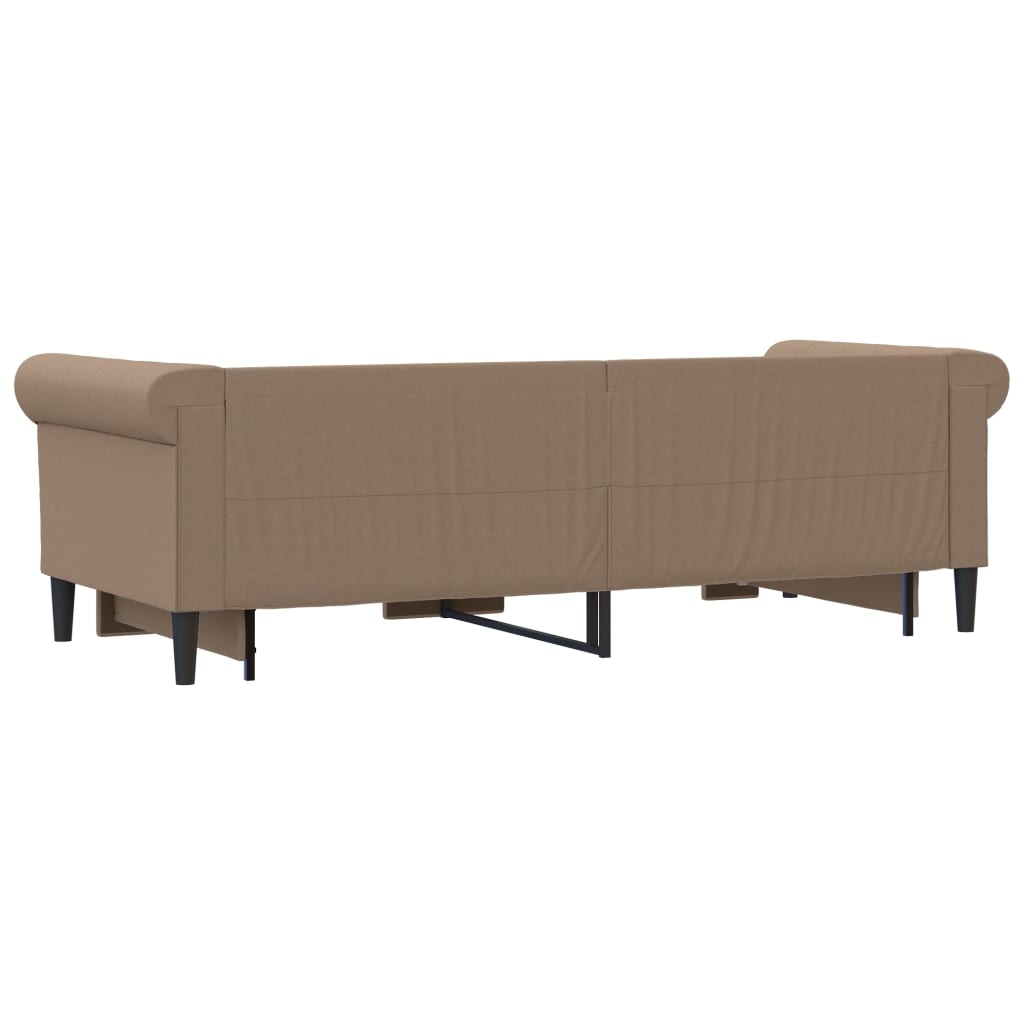 Slaapbank En Onderschuifbed Kunstleer Kleur 90 x 200 cm Cappuccino met onderschuifbed