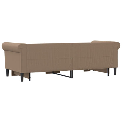 Slaapbank En Onderschuifbed Kunstleer Kleur 90 x 200 cm Cappuccino met onderschuifbed