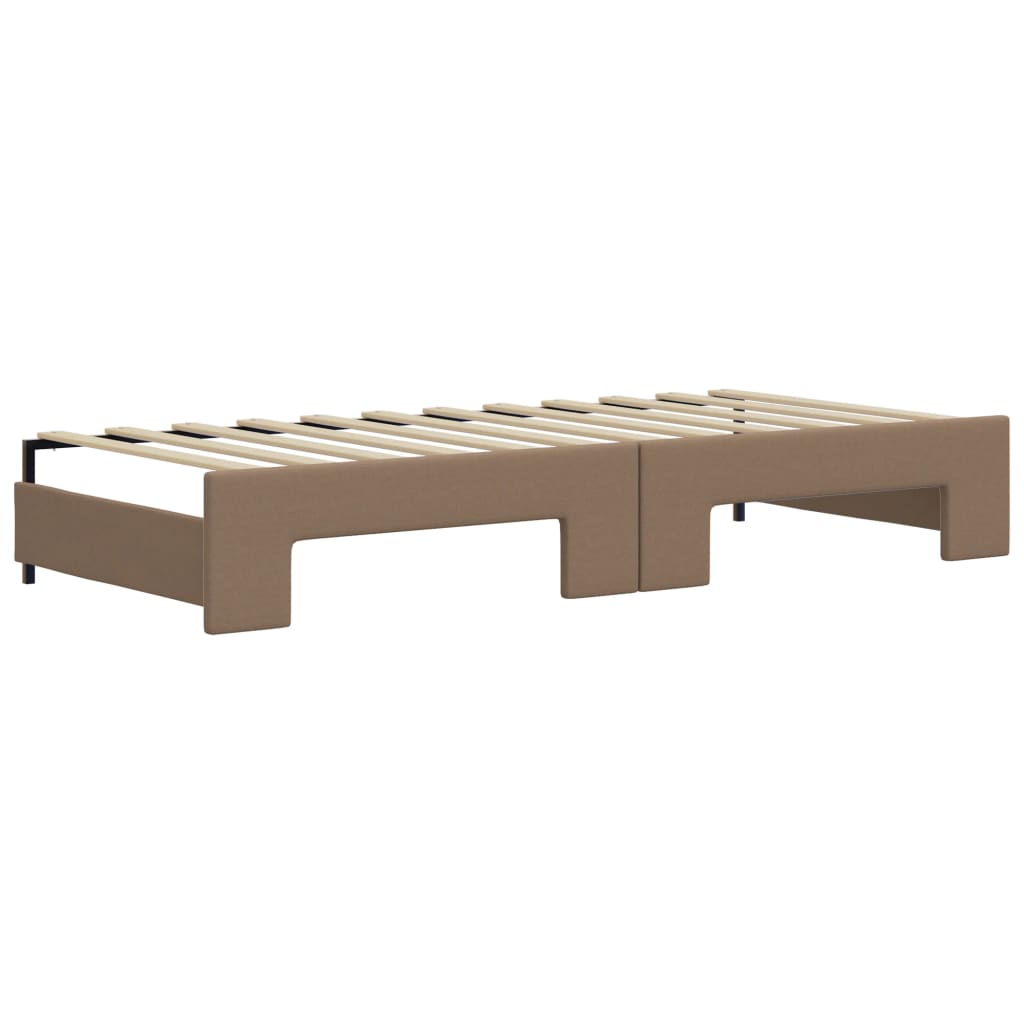 Slaapbank En Onderschuifbed Kunstleer Kleur 90 x 200 cm Cappuccino met onderschuifbed