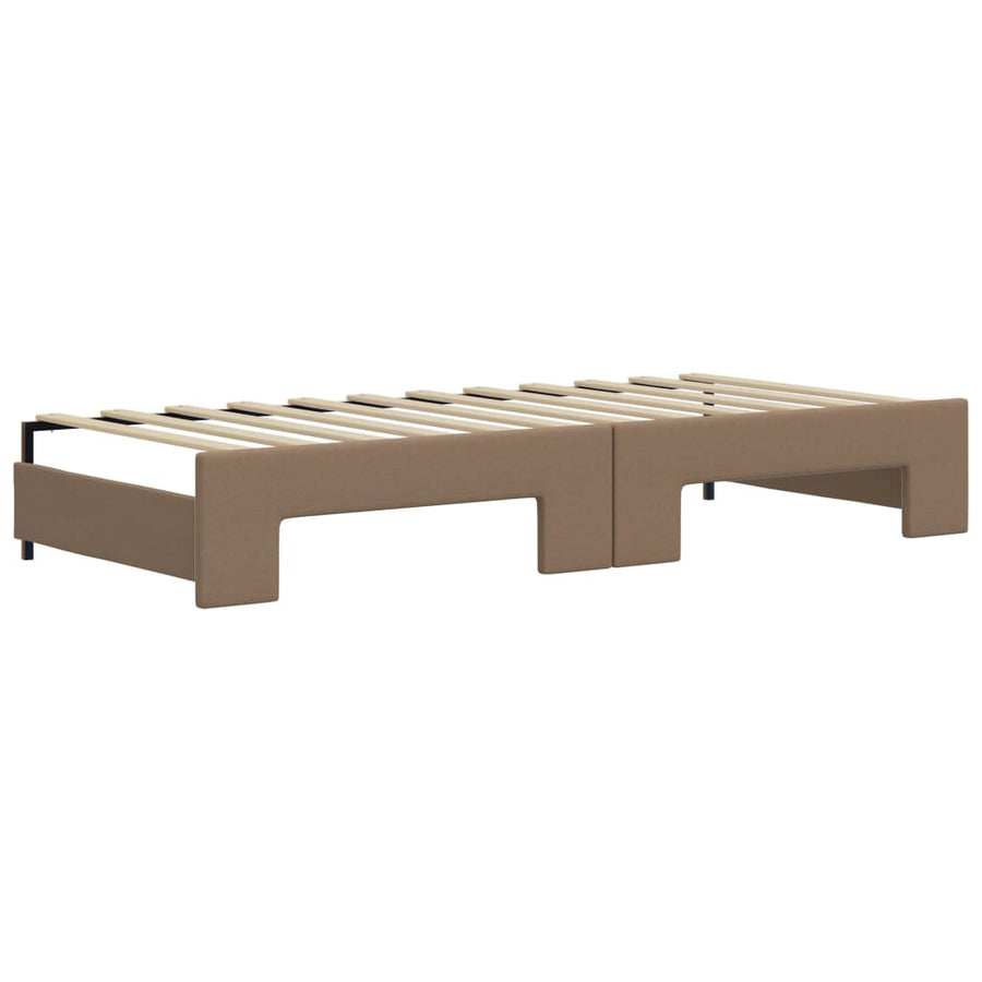 Slaapbank En Onderschuifbed Kunstleer Kleur 90 x 200 cm Cappuccino met onderschuifbed