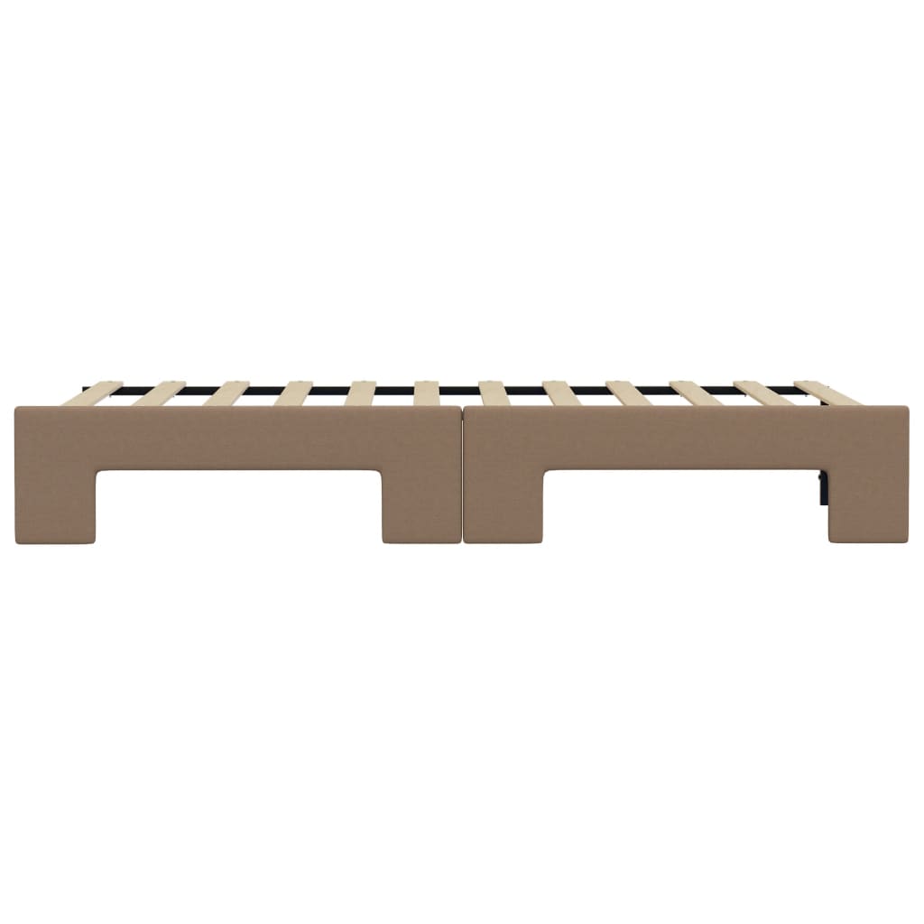 Slaapbank En Onderschuifbed Kunstleer Kleur 90 x 200 cm Cappuccino met onderschuifbed