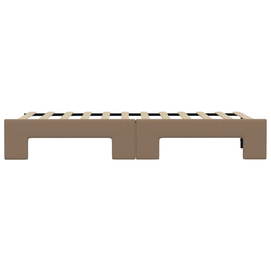 Slaapbank En Onderschuifbed Kunstleer Kleur 90 x 200 cm Cappuccino met onderschuifbed