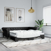 Slaapbank met onderschuifbed 90x200 cm kunstleer zwart