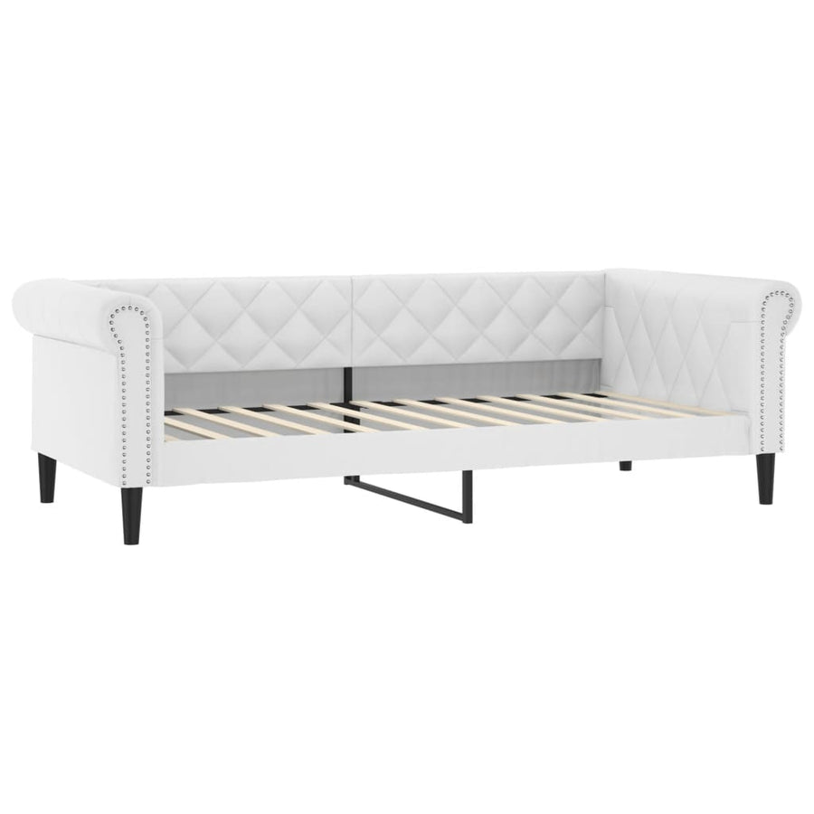 Slaapbank Onderschuifbed En Matrassen 90X200 Cm Kunstleer Wit 90 x 200 cm met onderschuifbed en matras