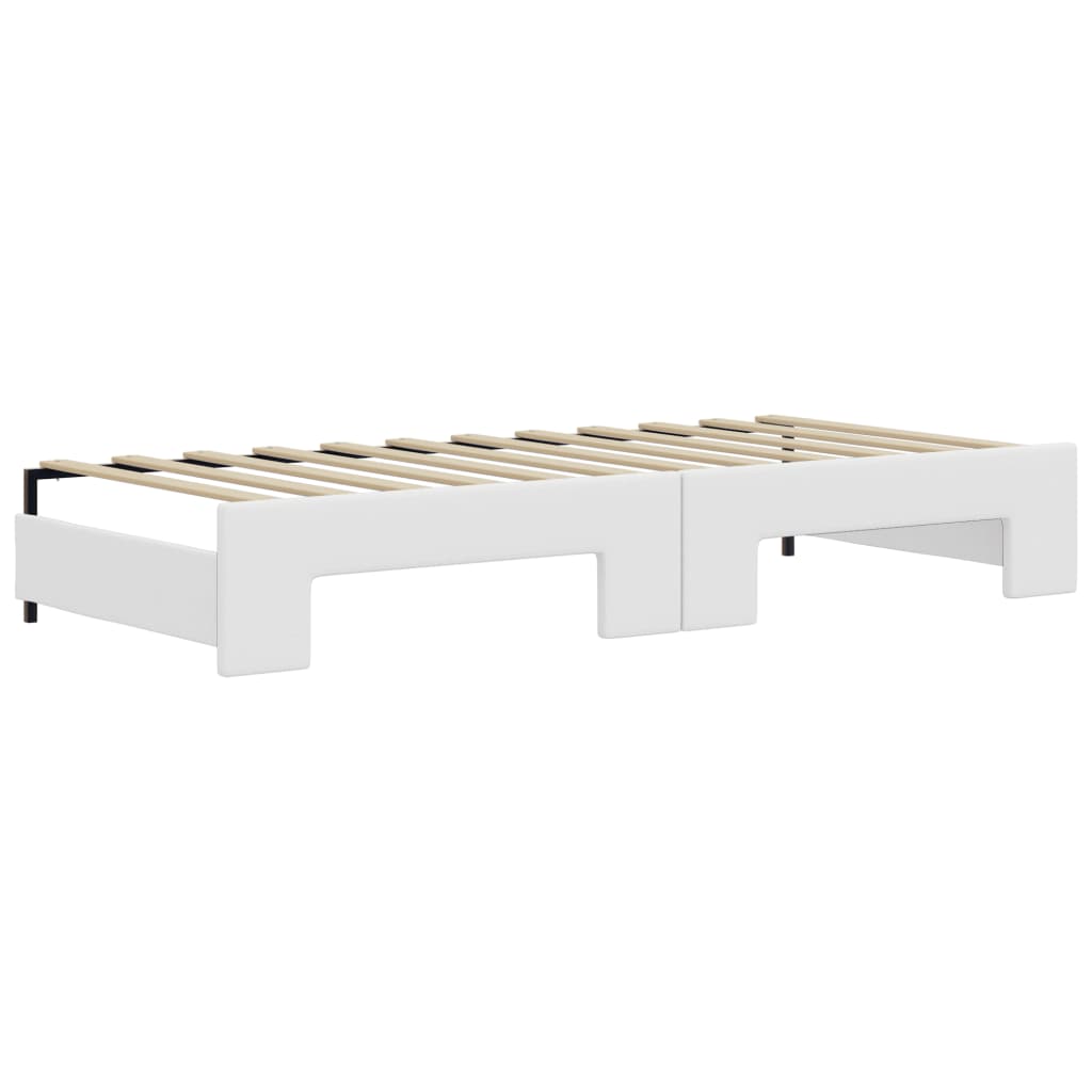 Slaapbank Onderschuifbed En Matrassen 90X200 Cm Kunstleer Wit 90 x 200 cm met onderschuifbed en matras