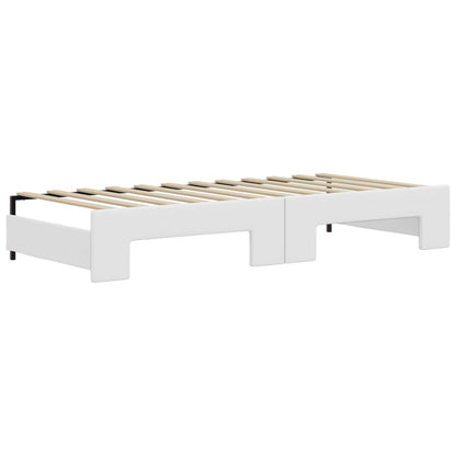 Slaapbank Onderschuifbed En Matrassen 90X200 Cm Kunstleer Wit 90 x 200 cm met onderschuifbed en matras
