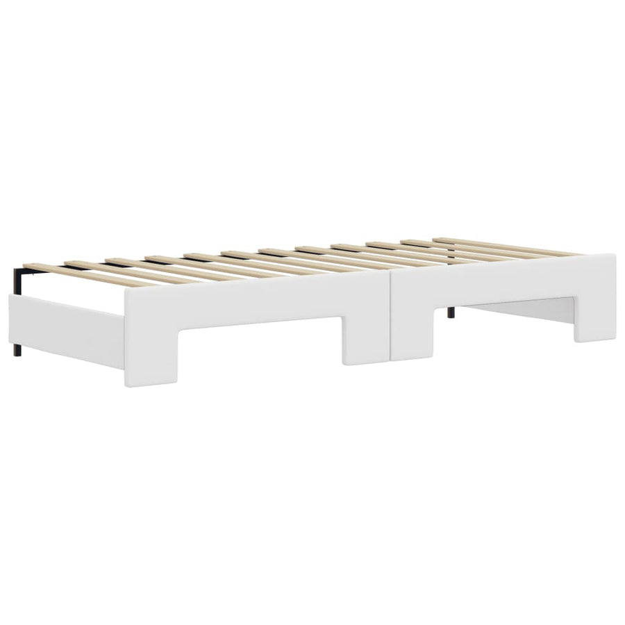 Slaapbank Onderschuifbed En Matrassen 90X200 Cm Kunstleer Wit 90 x 200 cm met onderschuifbed en matras