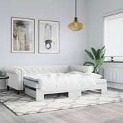Slaapbank onderschuifbed 90x200 cm kunstleer wit