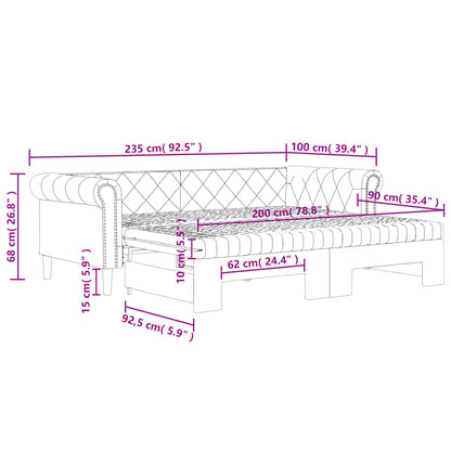 Slaapbank onderschuifbed en matrassen 90x200 cm kunstleer crème