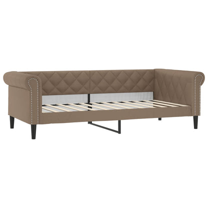 Slaapbank Onderschuifbed En Matrassen Kunstleer 90 x 200 cm Cappuccino met onderschuifbed en matras