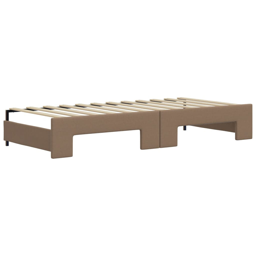 Slaapbank Onderschuifbed En Matrassen Kunstleer 90 x 200 cm Cappuccino met onderschuifbed en matras