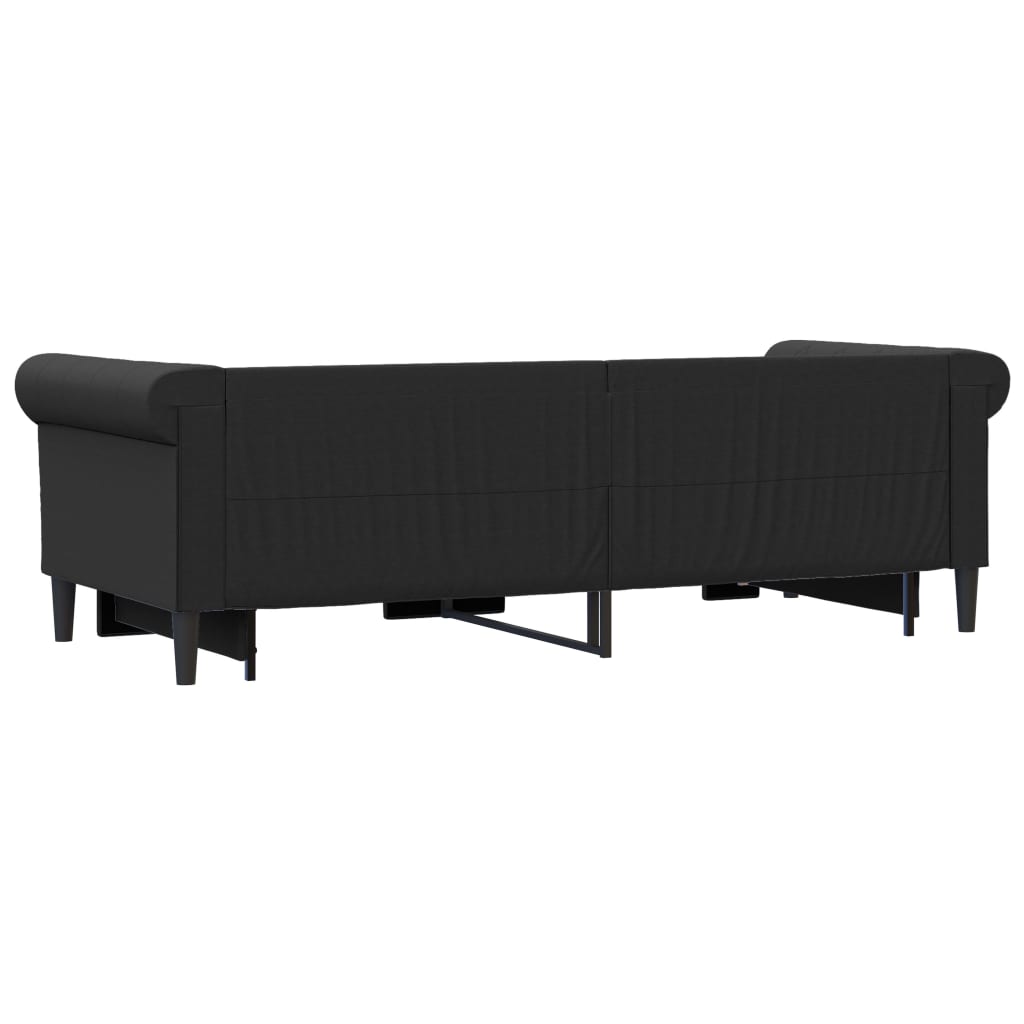 Slaapbank S Kunstleer 90 x 200 cm Zwart met onderschuifbed en lade