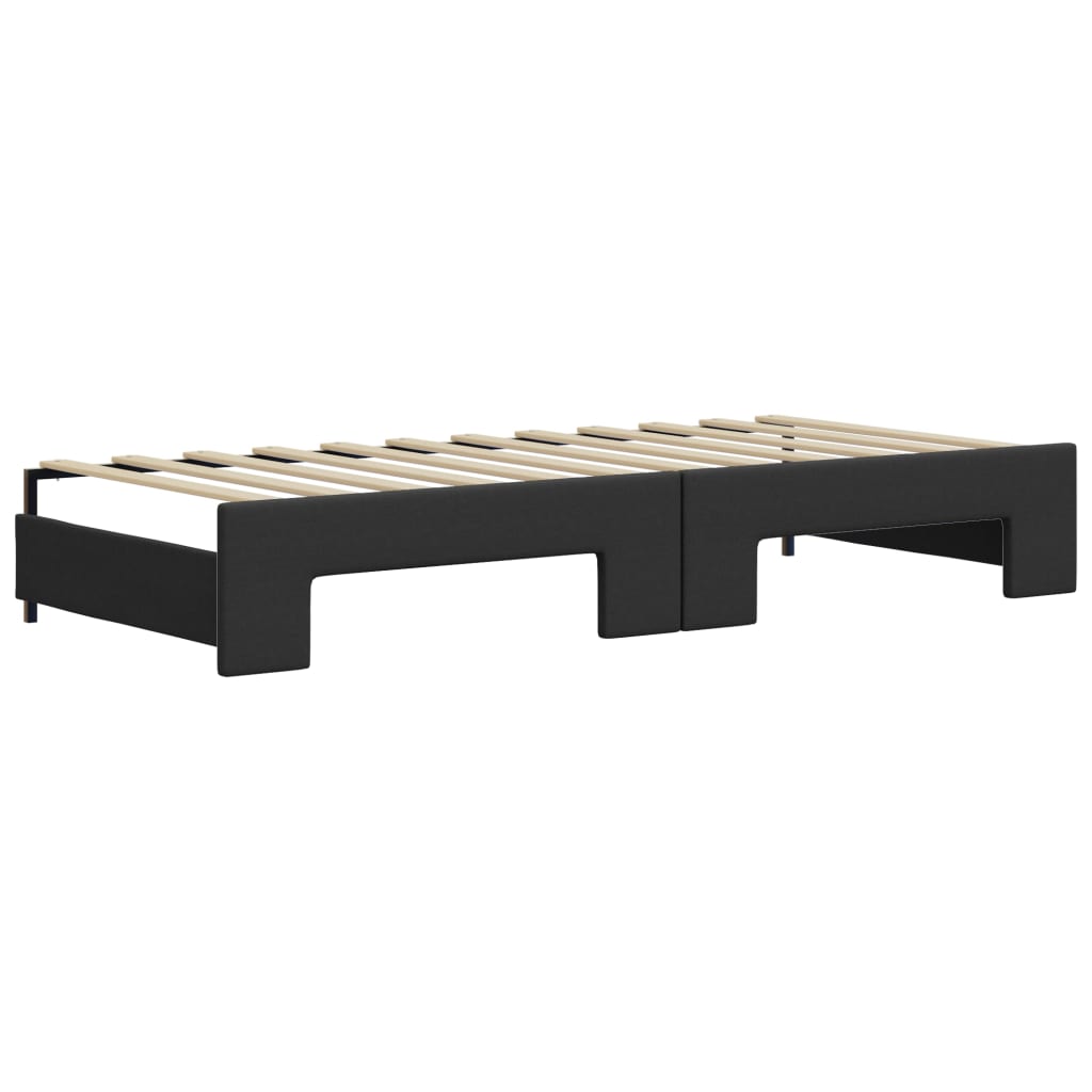 Slaapbank S Kunstleer 90 x 200 cm Zwart met onderschuifbed en lade