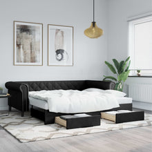 Slaapbank S Kunstleer 90 x 200 cm Zwart met onderschuifbed en lade