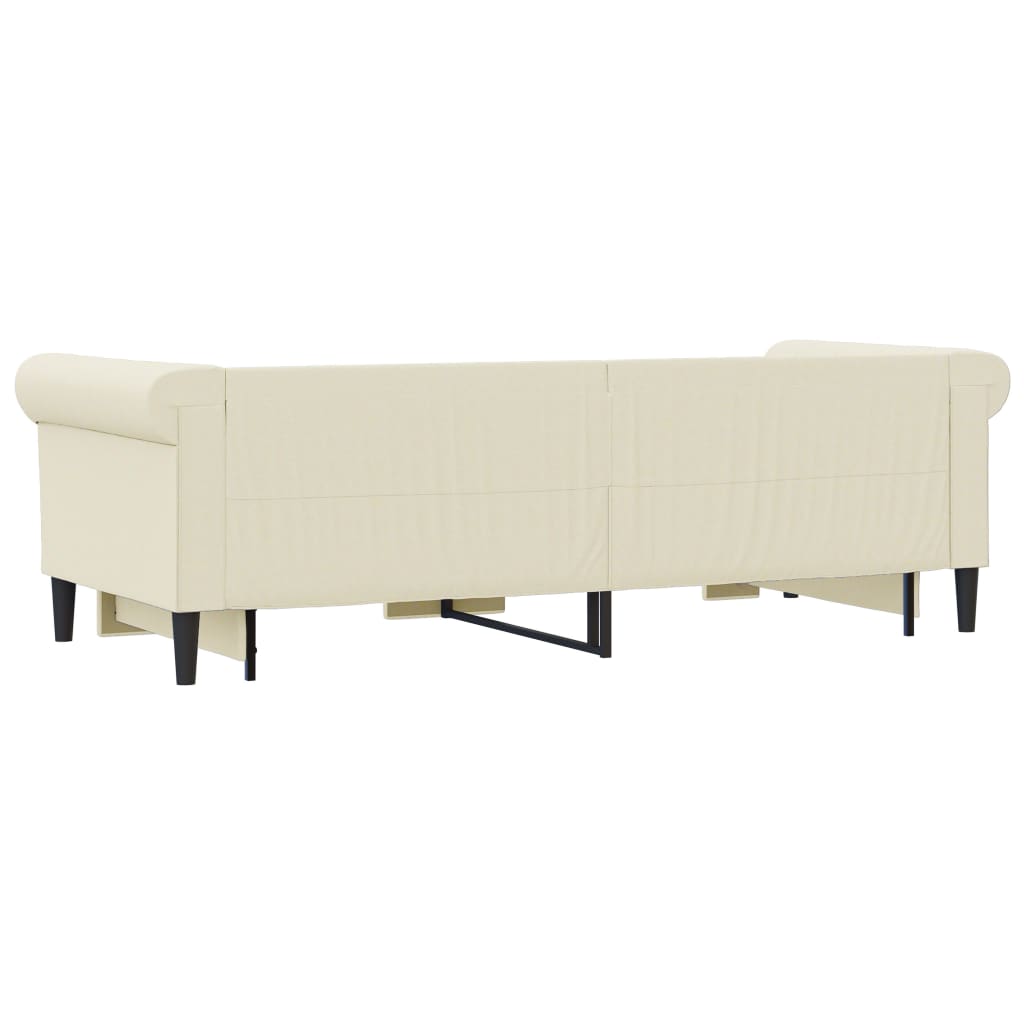 Slaapbank Met Onderschuifbed En Lades 90X200 Cm Kunstleer Crème 90 x 200 cm