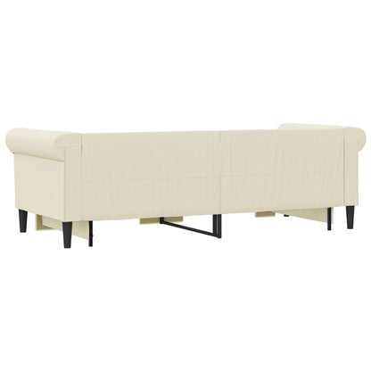 Slaapbank Met Onderschuifbed En Lades 90X200 Cm Kunstleer Crème 90 x 200 cm