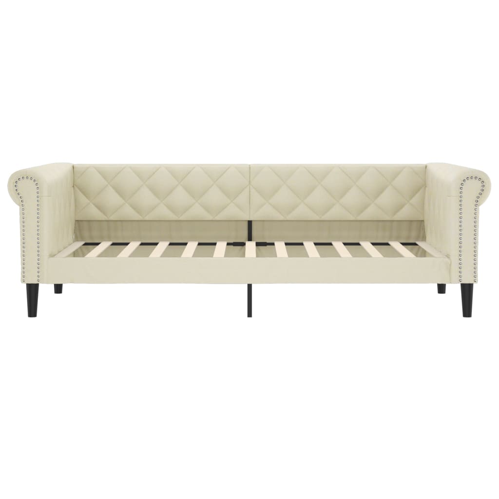 Slaapbank Met Onderschuifbed En Lades 90X200 Cm Kunstleer Crème 90 x 200 cm