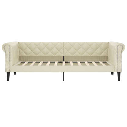 Slaapbank Met Onderschuifbed En Lades 90X200 Cm Kunstleer Crème 90 x 200 cm