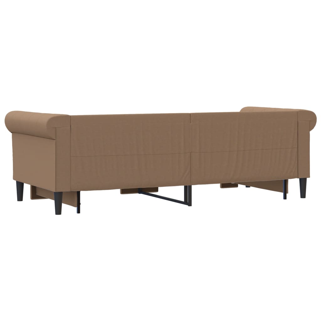 Slaapbank S Kunstleer 90 x 200 cm Cappuccino met onderschuifbed en lade